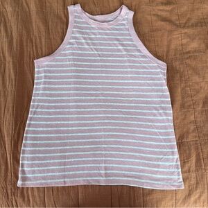 A New Day Striped Sleeveless Linen Blend Top